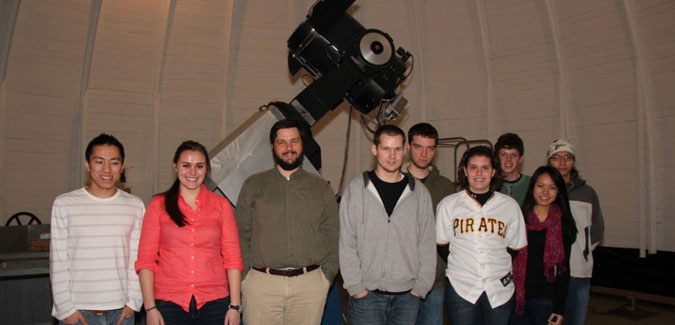 Student group STEPUP surveys extrasolar planets at the Allegheny Observatory with Professor Michael Wood-Vasey
